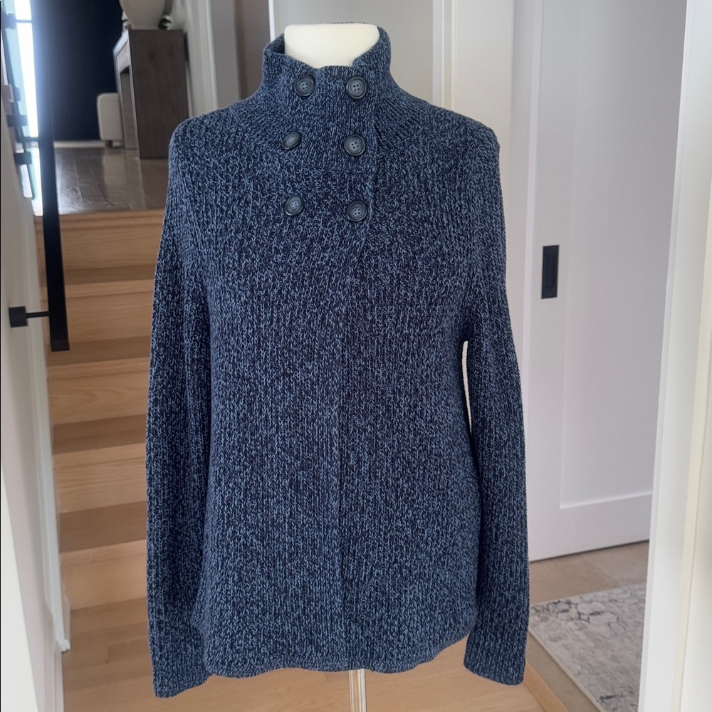 WOOLRICH Denim Heather Navy Textured Knit Sweater S